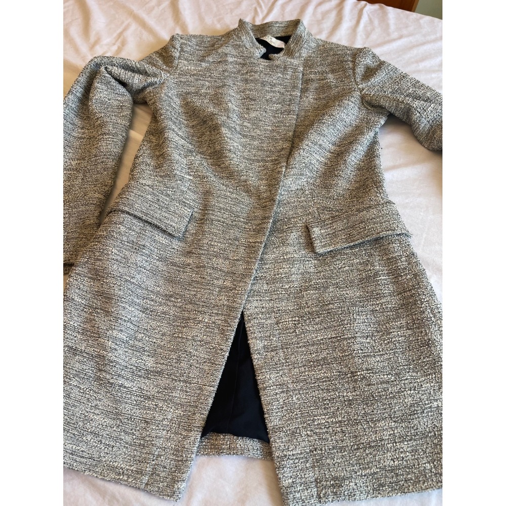 Dex The Suit Shop New York Grey Tweed Asymmetrical Snap Front Blazer XS Classic - Picture 10 of 10